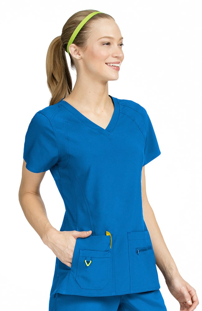 Activate by Med Couture Women&#8216;s Refined V-Neck Solid Scrub Top-